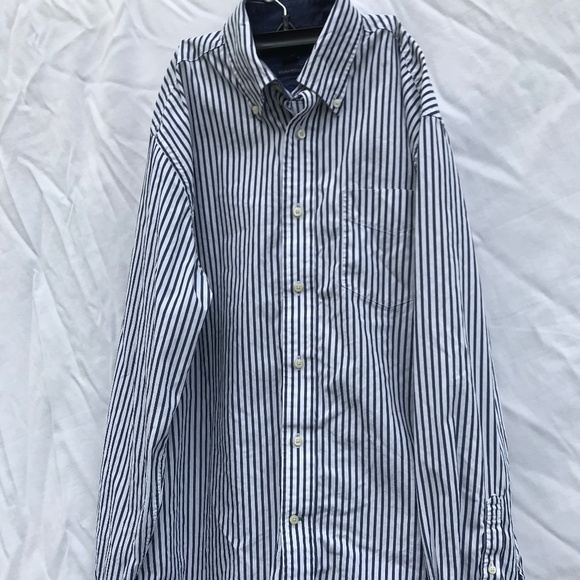 Tommy Hilfiger black white long sleeve button down - Picture 1 of 5